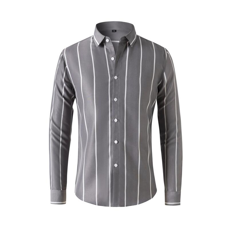 Formal Dress - Kemeja Pria Bergaris Lengan Panjang Slim