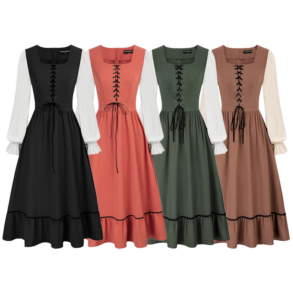 Midi Dress - Gaun Midi Vintage Wanita Bergaya Abad