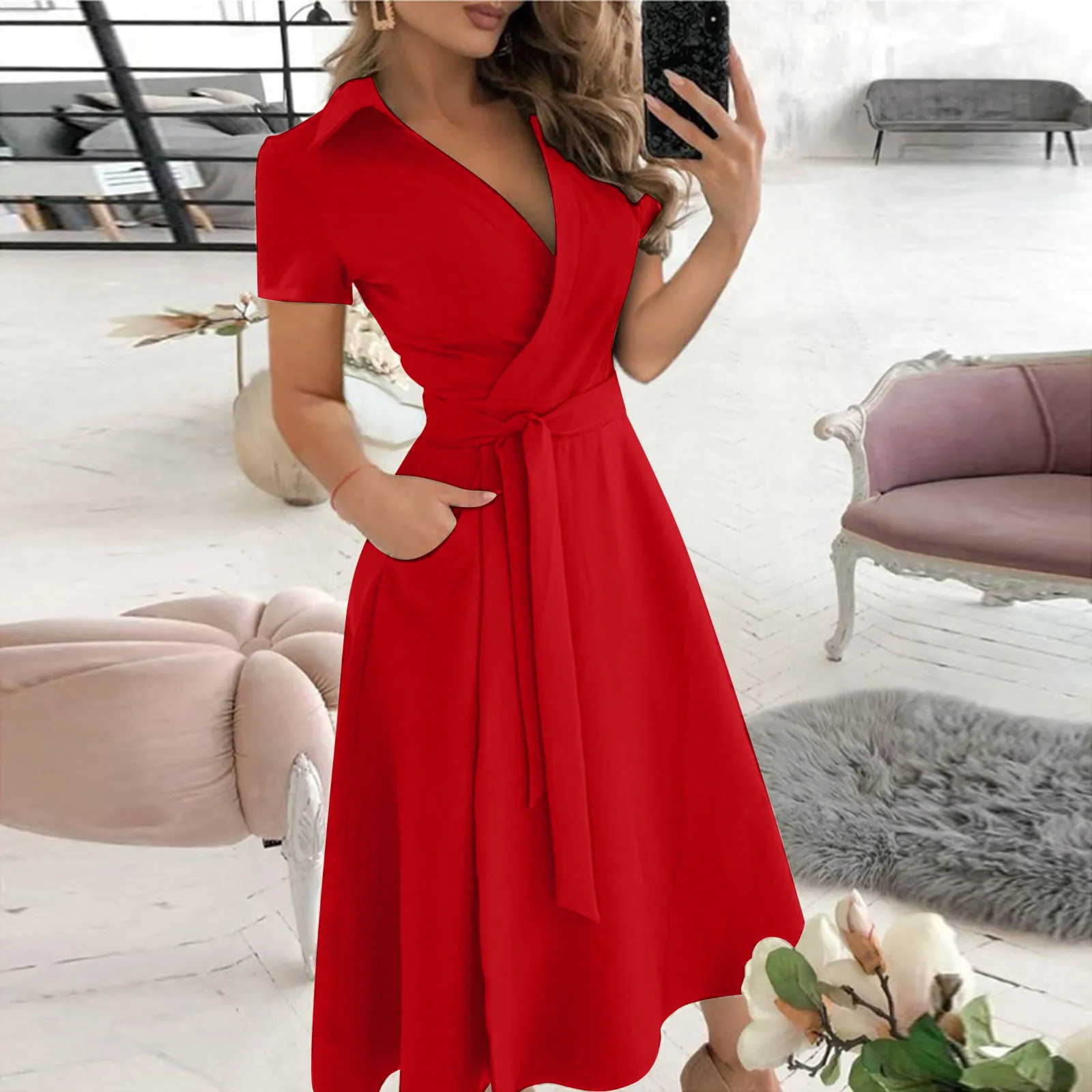 Busana musim semi musim panas  - Women'S Red Formal Wear ulasan dan harga