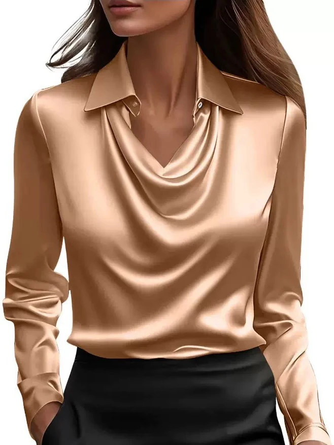 Blus Satin Lengan Panjang deng - Silk Blouse ulasan dan harga