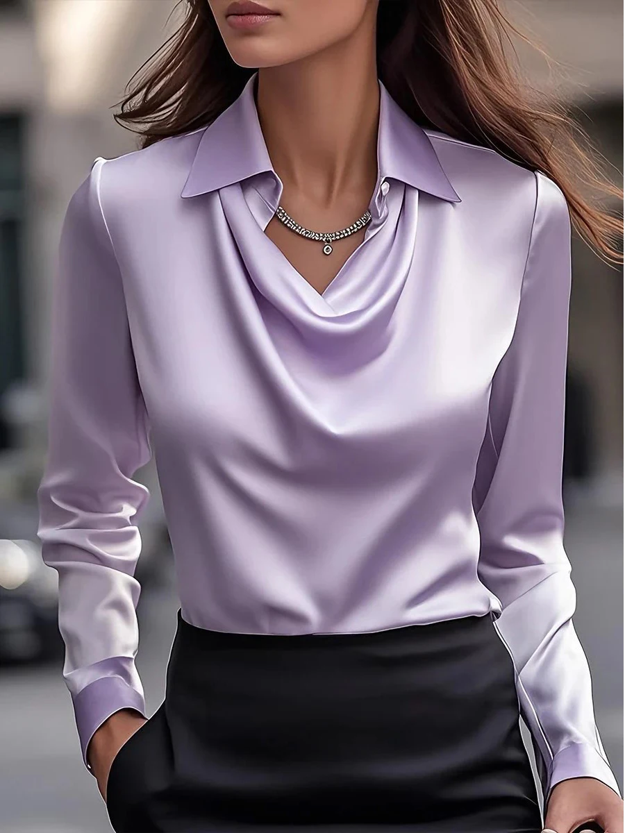 Blus Satin Lengan Panjang deng - Silk Blouse ulasan dan harga